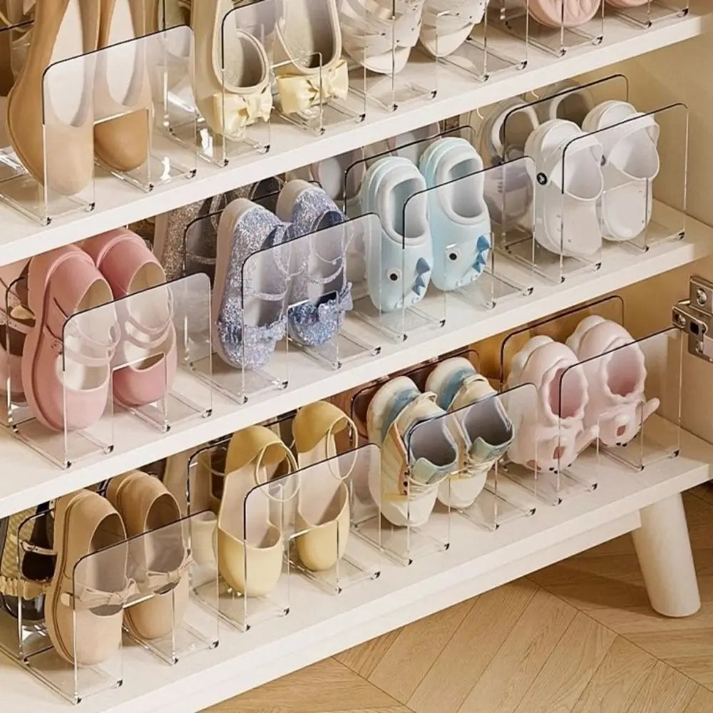 4-Grid Transparent Shoe Rack | Free Standing Shoe Organizer