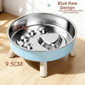Stainless Steel Elevated Slow Feeder Dog Bowl - Non Slip, Dishwasher Safe, Neck Support & Bloat Prevention Oasis Select Blue