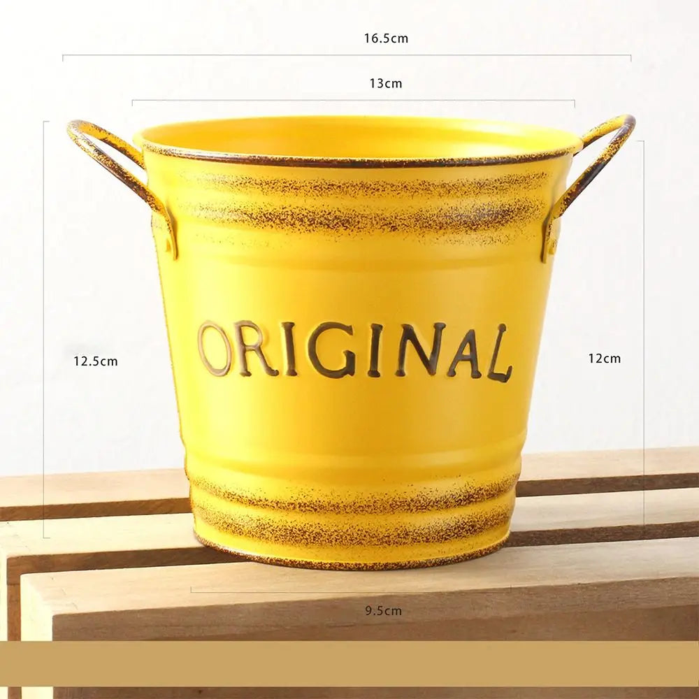 Metal Flowerpots Plants Planter Gardening Supplies Iron Flower Pot Binaural Wrought Home Garden Decoration Garden Flower Stand Oasis Select