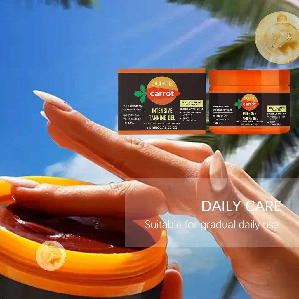 Carrot Tanning Gel Hydrating Lightweight Fast Absorbing Bronzing Gel Moisturizing Natural Sunless Tan Enhancer for Face & Body Oasis Select