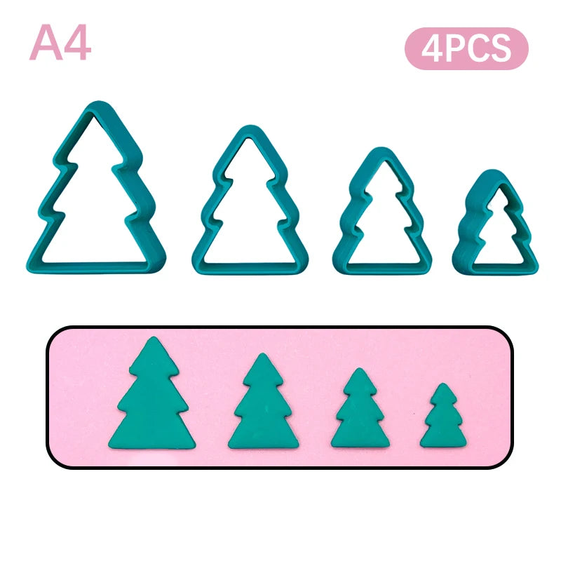Christmas Tree & Wreath Polymer Clay Cutters – 4pc DIY Set