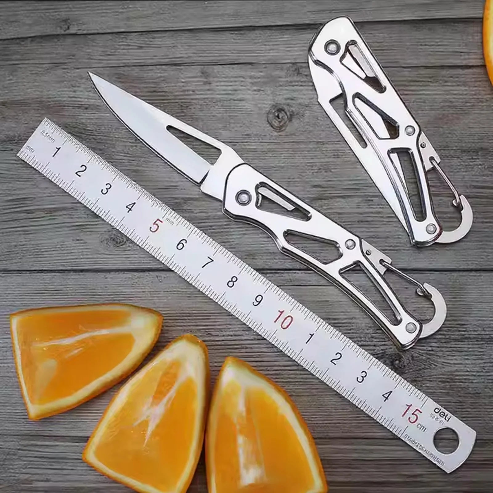 Folding Fruit Knife Stainless Steel Pocket Knife with Keychain Fruit Slicing Knives with Non-slip Handle Household Small Knife Oasis Select