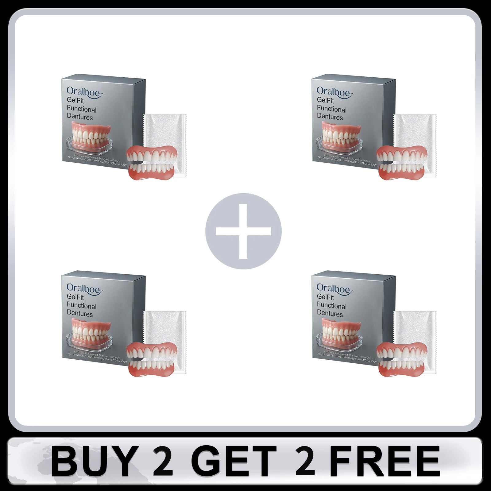 Denture Set Upper Lower Veneers Enhance Denture Silicone Kit Smile Aesthetics Natural Comfortable Fake Tooth Oral Hygiene Care Oasis Select 4 Set