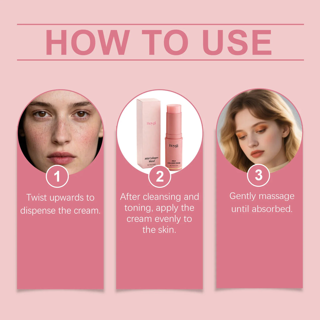 Collagen Hydrating Stick Moisturizing Firming Face Balm Makeup Base Korean Skincare Portable Pink Balm Stick for Dry Skin 9g Oasis Select