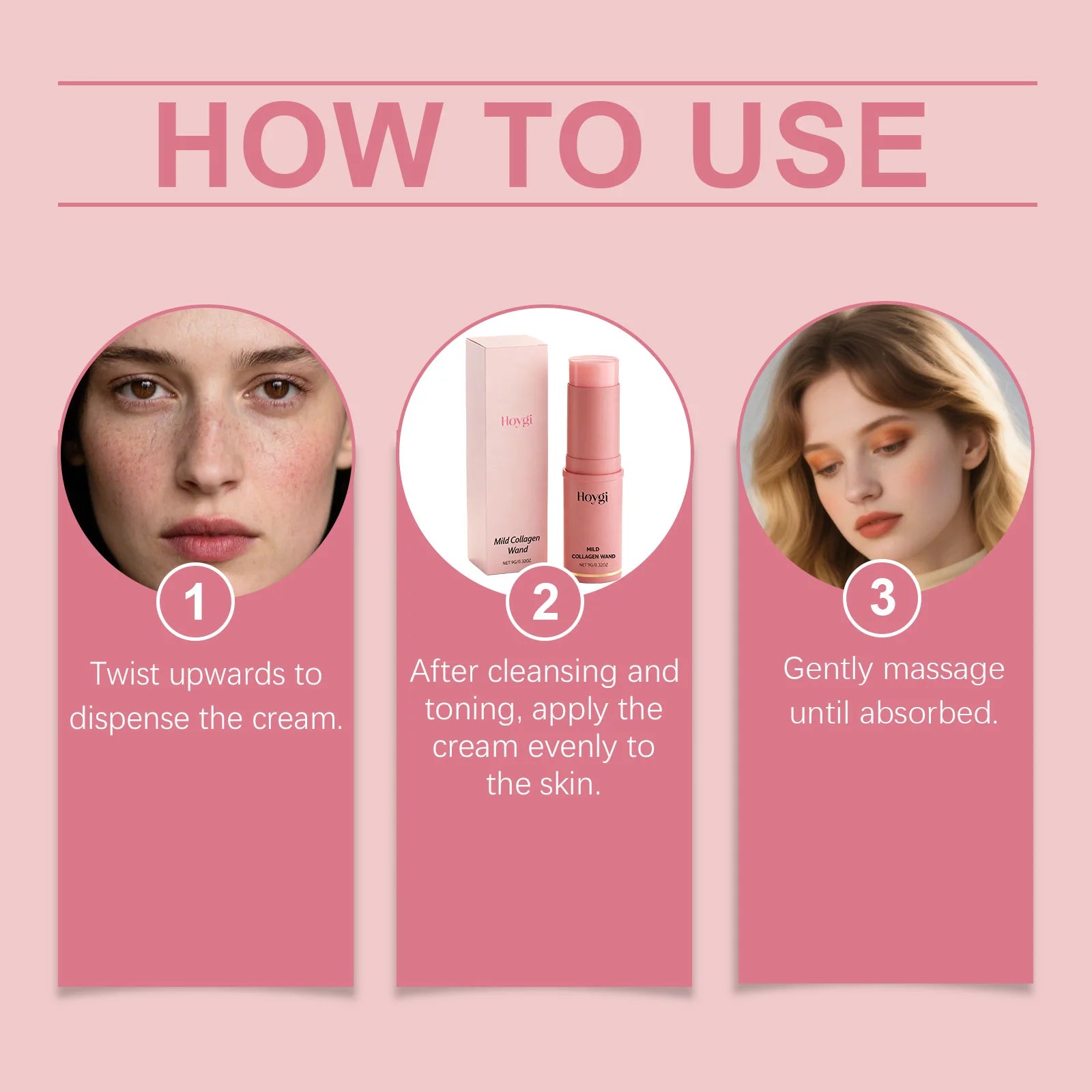 Collagen Hydrating Stick Moisturizing Firming Face Balm Makeup Base Korean Skincare Portable Pink Balm Stick for Dry Skin 9g Oasis Select