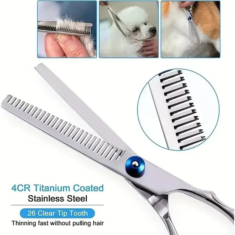 Ambidextrous Pet Safe Scissors Stainless Steel Dog Grooming Shears with round Head for Precision Trimming Oasis Select Flat Scissors
