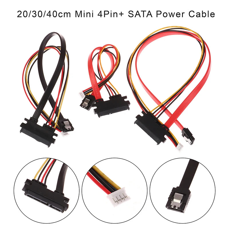 20/30/40cm Mini 4Pin+ SATA Power Cable 22(15+7)Pin to PH2.0/3.0 Hard Disk Optical Drive Data Cable Power Supply Cable Oasis Select