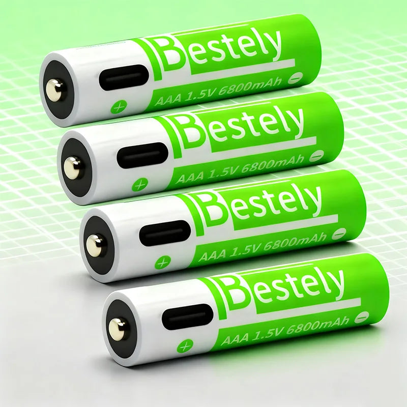 New 1.5V 6800mAh AAA Rechargeable Lithium Battery, USB-C Charge, for Cameras, Electric Toothbrush, Shavers Oasis Select