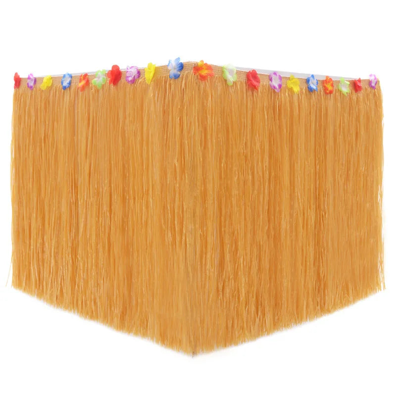 100X60CM Tropical Luau Grass Table Skirt Luau Party Tiki Hawaii Theme Summer Beach Birthday Party Decor Outdoor Hanging Ornament Oasis Select Straw