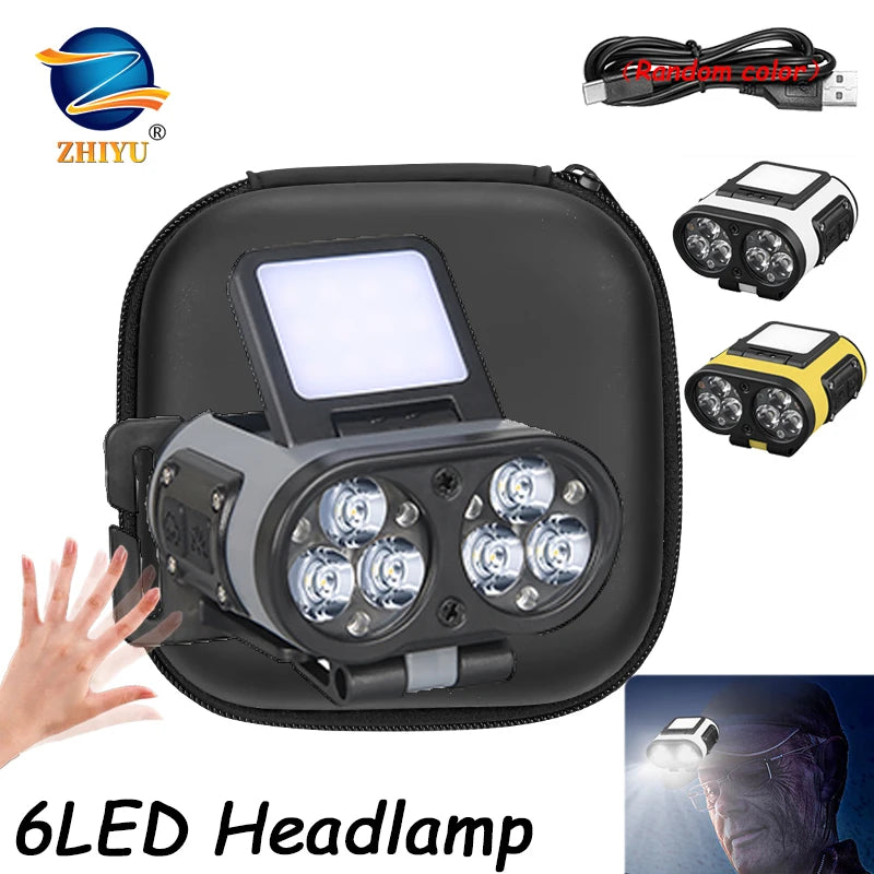Sensor COB LED Headlamp Cap Clip Light USB Rechargeable Head Flashlight Built-in Battery Headlight Led Head for Fishing Camping Oasis Select