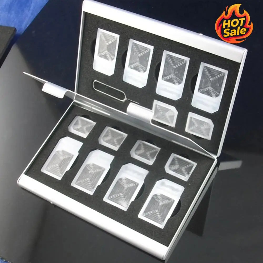 15 in 1 Memory Card Holder Aluminum Alloy Case Holder Protector Antistatic SIM Card Case for SIM Card & Cell Phone Eject Pin Oasis Select