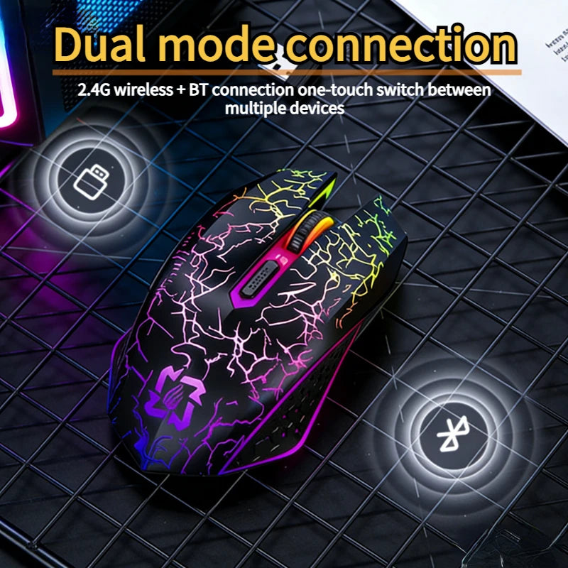 Bluetooth 5.2 Mouse RGB 2.4G Wireless Mouse Dual-Mode Gaming Mouse 6 Buttons Silent Mouse For MacBook Tablet Laptops Computer Oasis Select