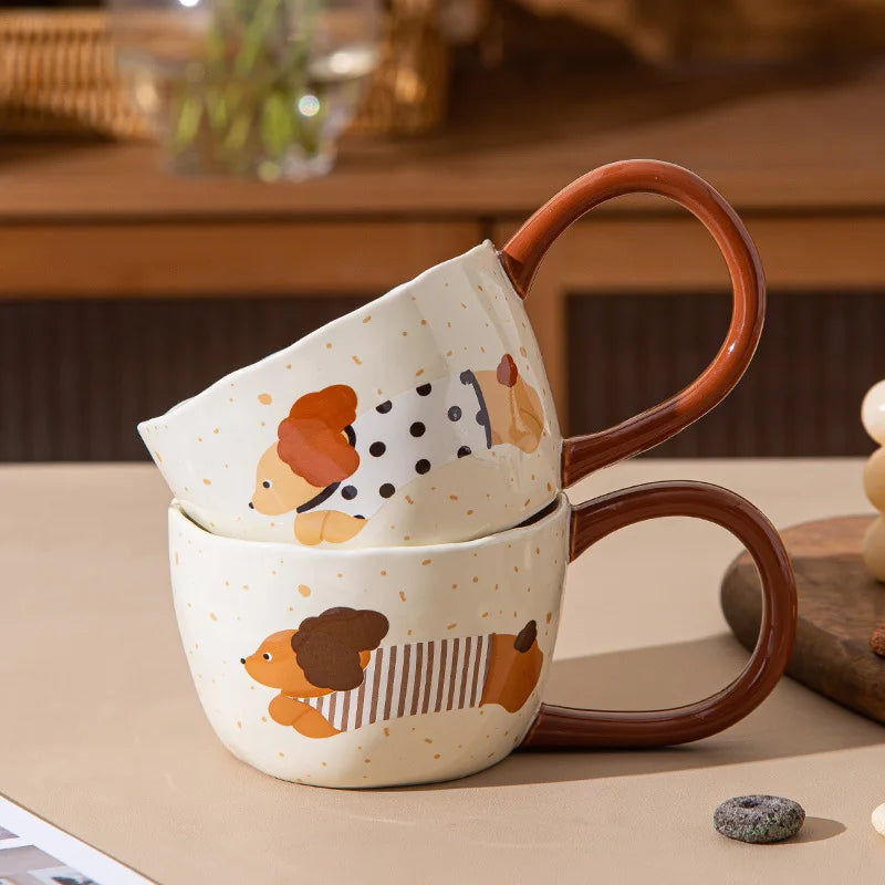 300ML Ceramic Mugs Coffee Cups Milk Tea Cup Ins Korean Style Oatmeal Breakfast Mug Drinkware Kitchen Afternoon Teacup Gifts Oasis Select