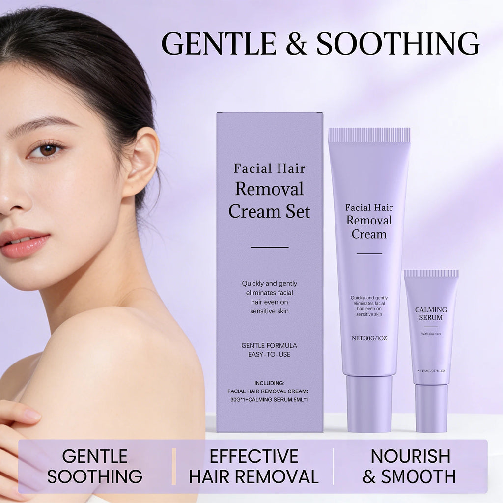 Facial Hair Removal Cream Set Painless Hair Removal Gentle and Non-irritating Remove Mustache Smoothing Moisturizing Face Care Oasis Select