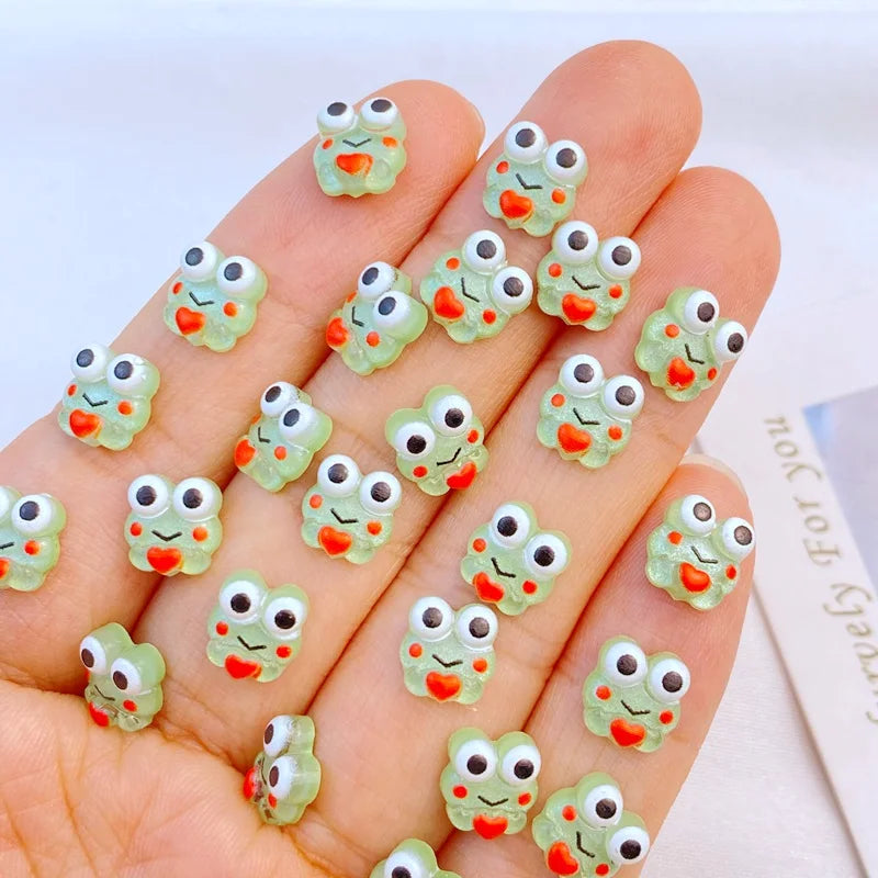 50Pcs New Cute Resin 7*8mm Mini Little Frog Series Flat Back Manicure Parts Embellishments For Hair Bows Accessories Oasis Select