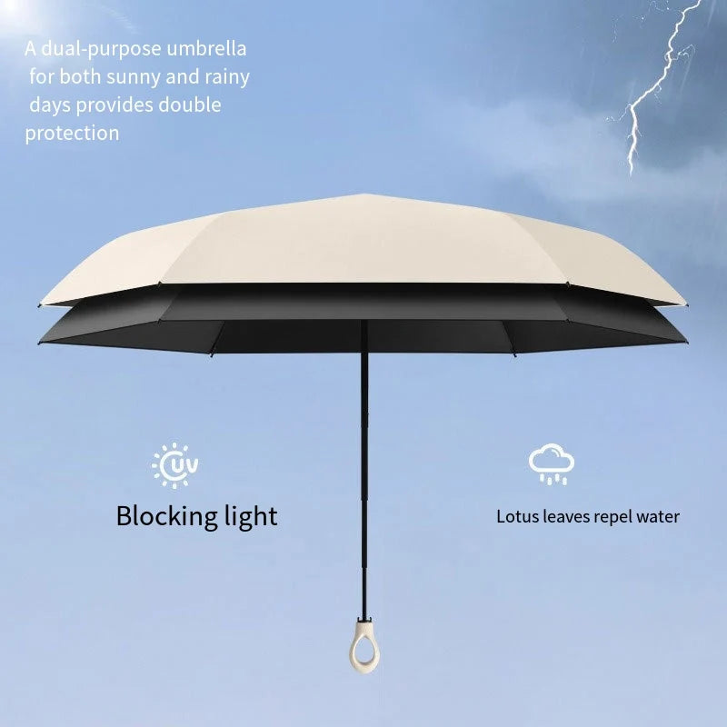 Portable Five Fold Umbrella With Hollow Out Handle For Both Rain Sunshine Umbrella Sun Protection UV Protection Sun Umbrella Oasis Select