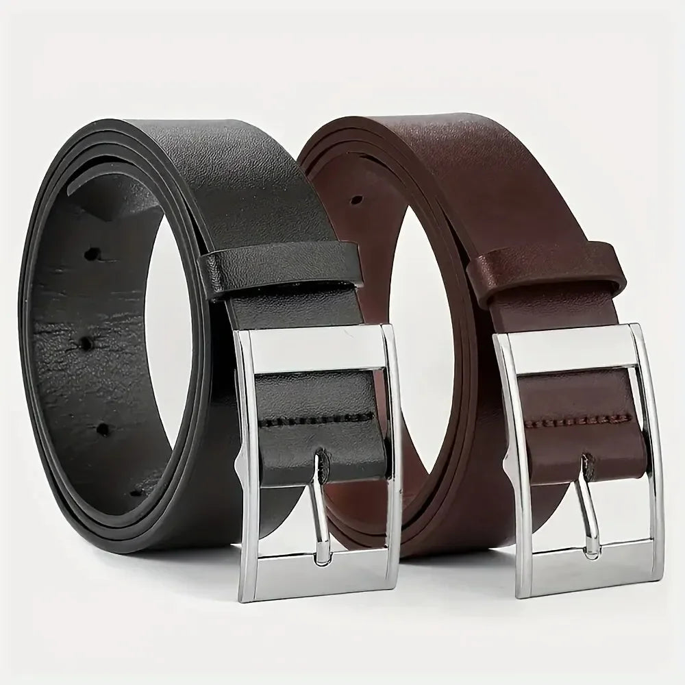 New Luxury Belt for Men PU Leather Belt Metal Pin Buckle High Quality Famous Brand Designer Waist Strap Belts for Jeans Men Belt Oasis Select