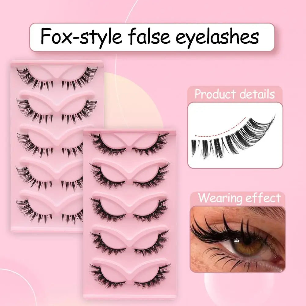 5 Pairs Faux Mink Wispy False Eyelashes – Fluffy Cat Eye Lashes