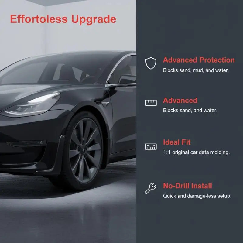 Mud Flaps for Model Y Model 3 Model YL Stay Clean Protect Paint Grade All Weather Splash Guards No Drilling Required Oasis Select