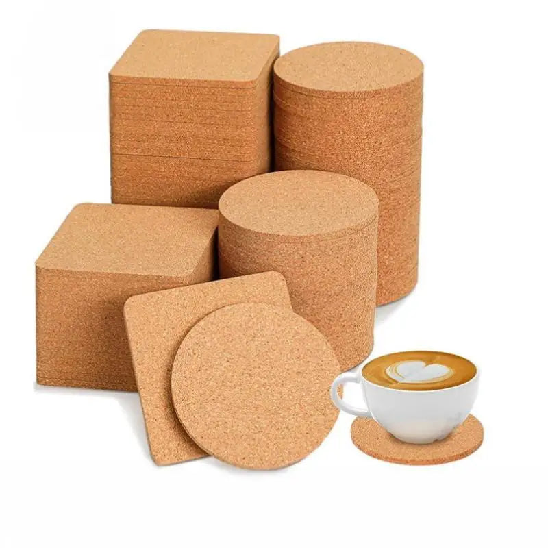 10PCS Natural round Wooden Cup Mat Non-Slip Cork Coaster Durable Mug Drinks Holder for Table Decor DIY Set of 10 Tableware Oasis Select