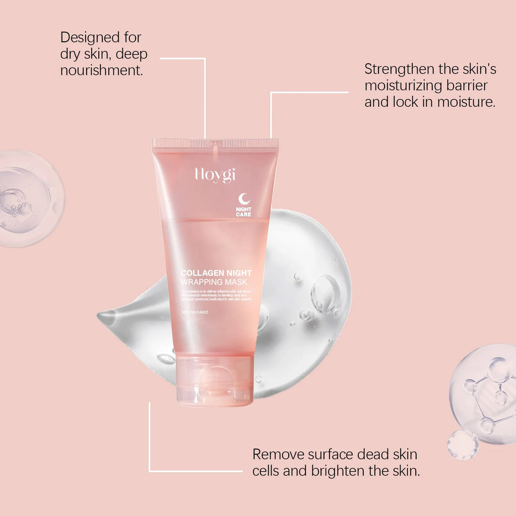 Collagen Night Wrapping Mask Moisturizing Firming Peel-Off Mask Gel Face Deep Cleansing Pores Hydrating Brightening Facial Mask Oasis Select