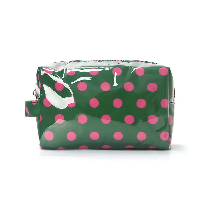 Polka Dot PVC Cosmetic Bag – Waterproof Travel Toiletry Organizer