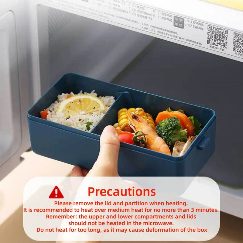 Double Layer Lunch Box with Storage Bag Leakproof Student Microwave Dinnerware Set with Fork Spoon Food Snack Storage Container Oasis Select