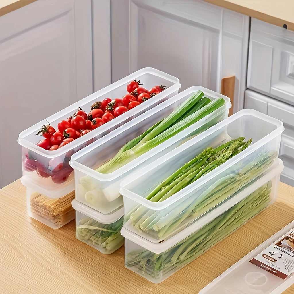 2/4pcs Long Rectangular Food Storage Containers, Plastic Reusable Refrigerator Organizer Boxes for Herbs, Vegetables Oasis Select