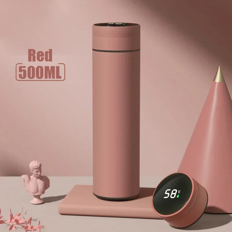 500ML Temperature Display Thermos Cup Stainless Steel Divided Thermos Bottle Outdoor Vacuum Insulated Cup Father's Day Gift Oasis Select Red 500ml