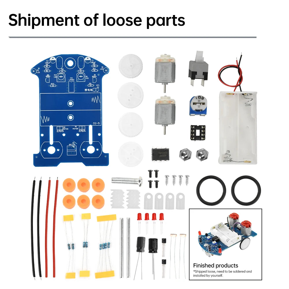 D2-5 DIY Kit Intelligent Tracking Line Car Electronic Production Assembly Smart Car DIY Soldering Practice Kit School Practice Oasis Select