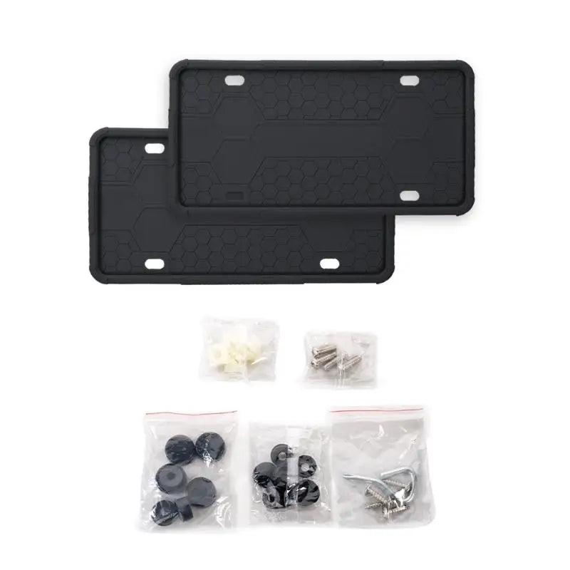 Silicone Black License Plate Frame Covers 2 Pack- Front Or Back Car Plate Bracket Holders. Rust-Proof, Rattle-Proof Accessories Oasis Select A1