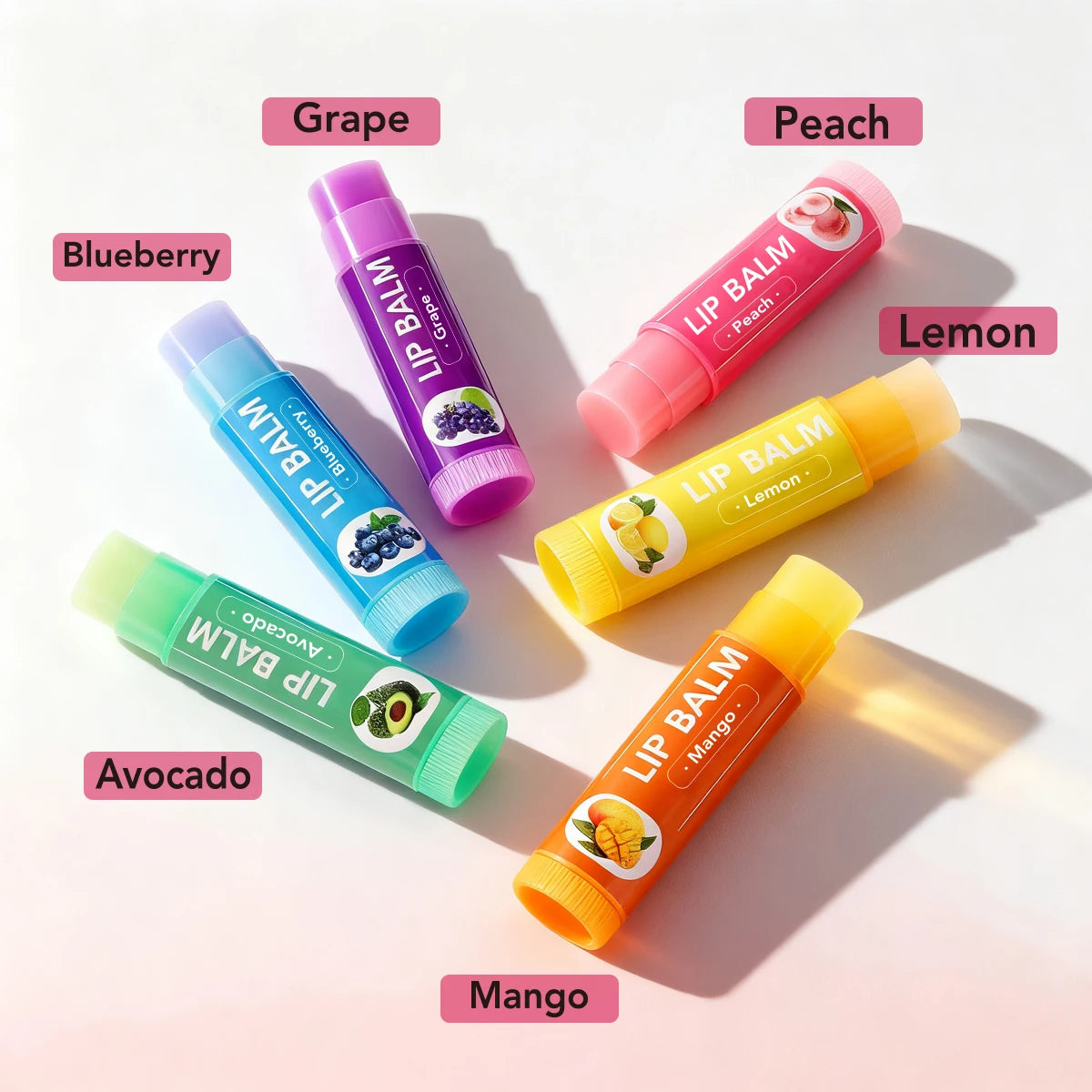 YURHERSU 6-Piece Fruit Lip Balm Set – Fun Gift for Girls Lip Balm Gift Set Oasis Select Mixed Color 9g