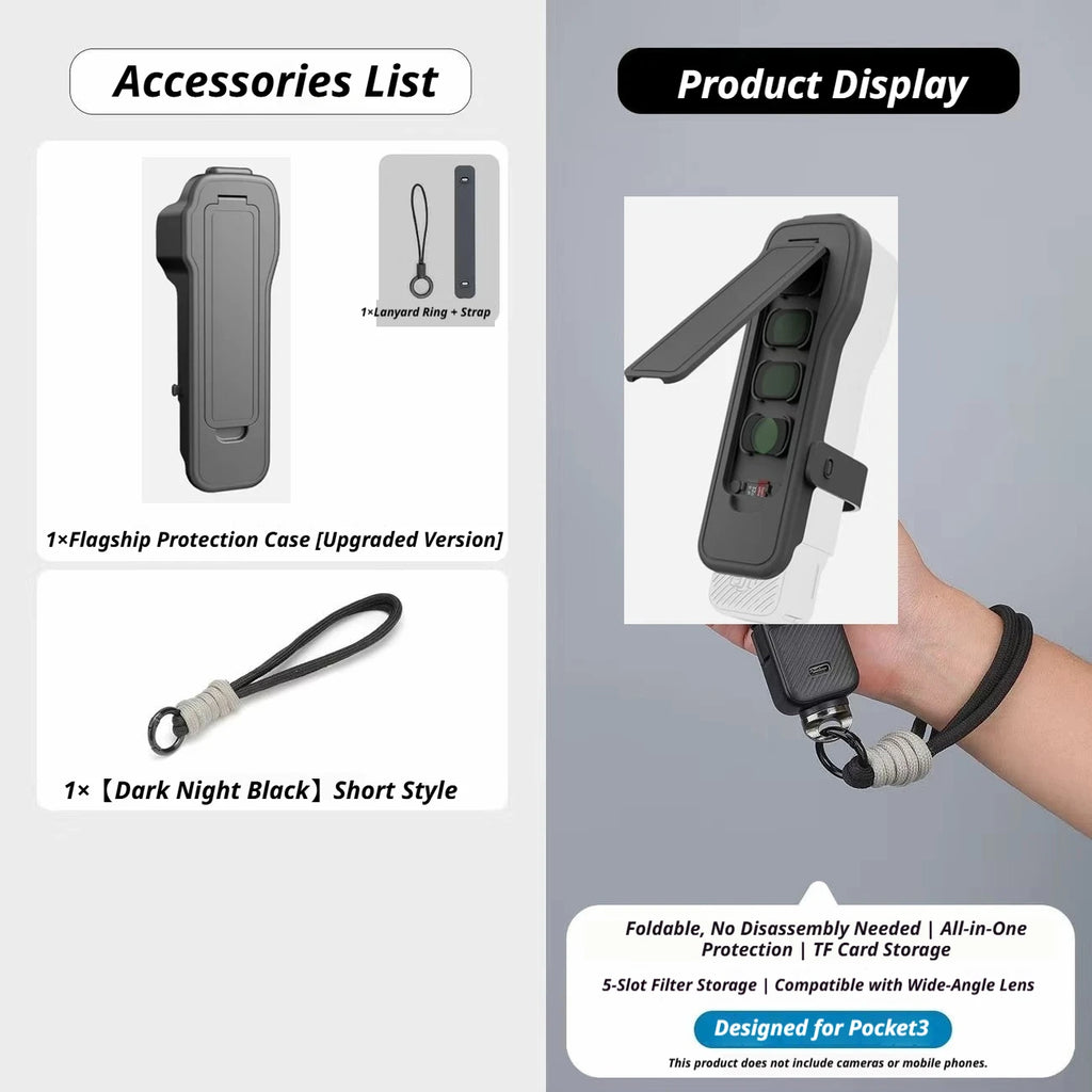 DJI Osmo Pocket 3 Flip Case with 4 Filter Slots & Lanyard