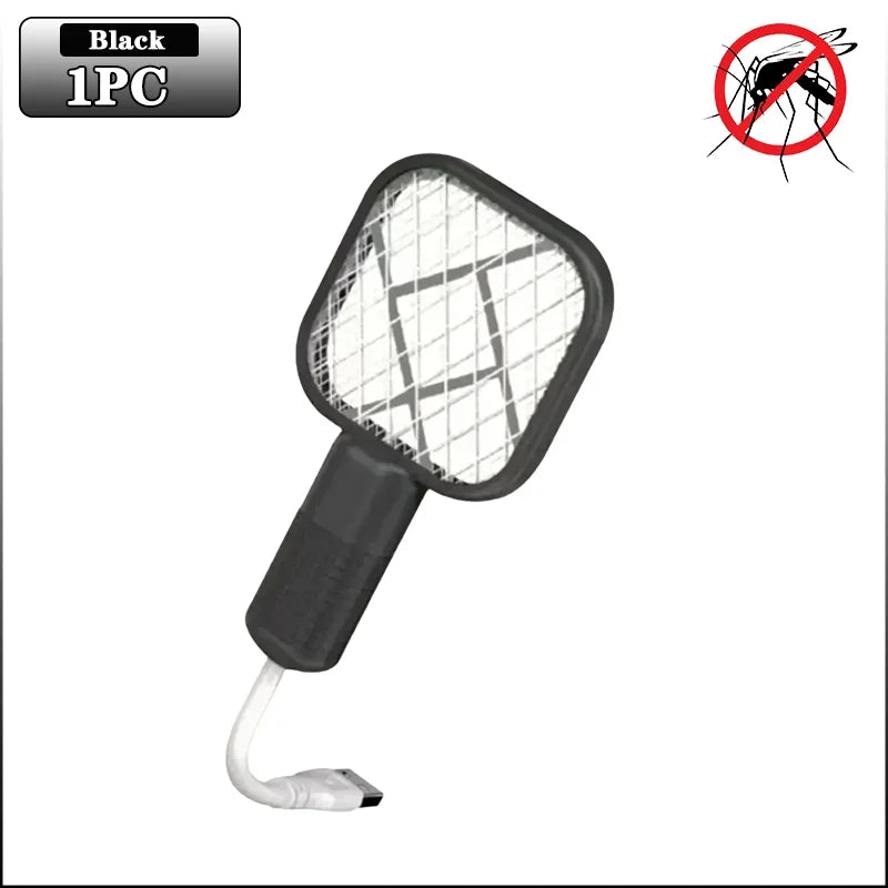Electric Mosquito Swatter Rechargeable Bug Zapper UV Light Fly Killer Insect Racket for Home Outdoor Pest Control Camping Use Oasis Select Black-1PC