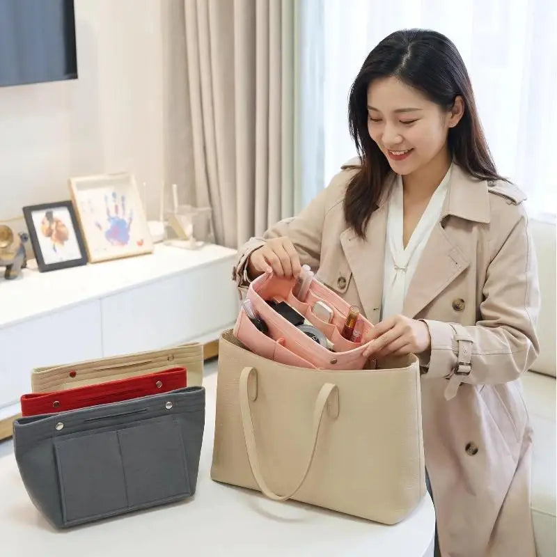 Felt Insert Bag Organizer | Multi-Pocket Travel Cosmetic Tote Bag Insert Organizer Oasis Select