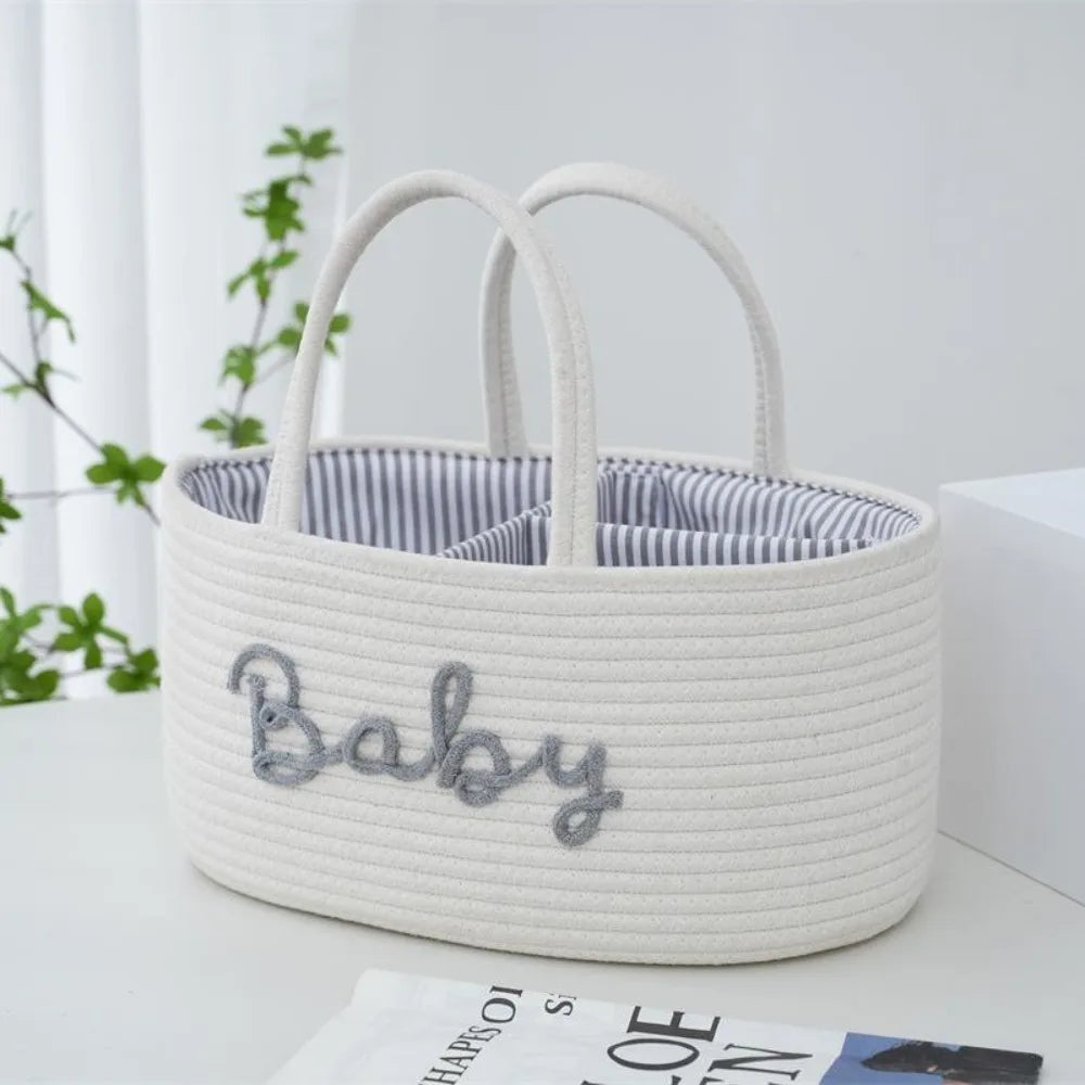 Cotton Rope Baby Diaper Storage Basket | Foldable Organizer