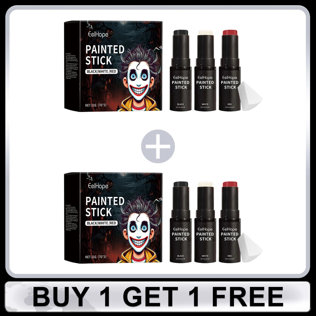 Eelhope Halloween Body Paint Stick Set – Black White Red, 21g