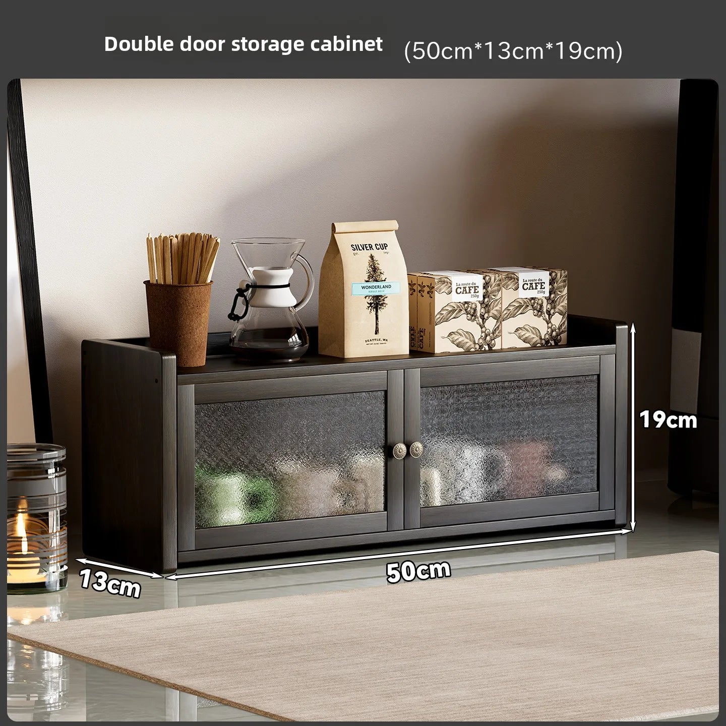 Desktop cup holder Shelf Dining table Cup storage rack Tea cup Coffee cup Tea set Storage cabinet Dust proof Table shelf Oasis Select 2 floors 50 long