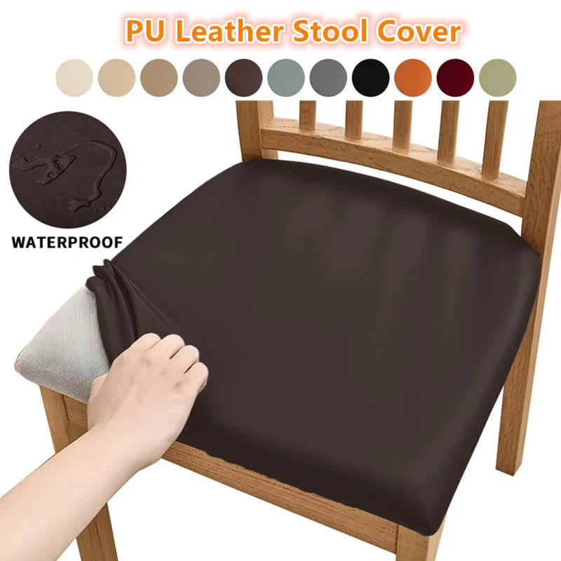 1PCS Waterproof PU Leather Office Chair Seat Covers Removable Solid Color Computer Chair Seat Cushion Covers For Home Office Oasis Select