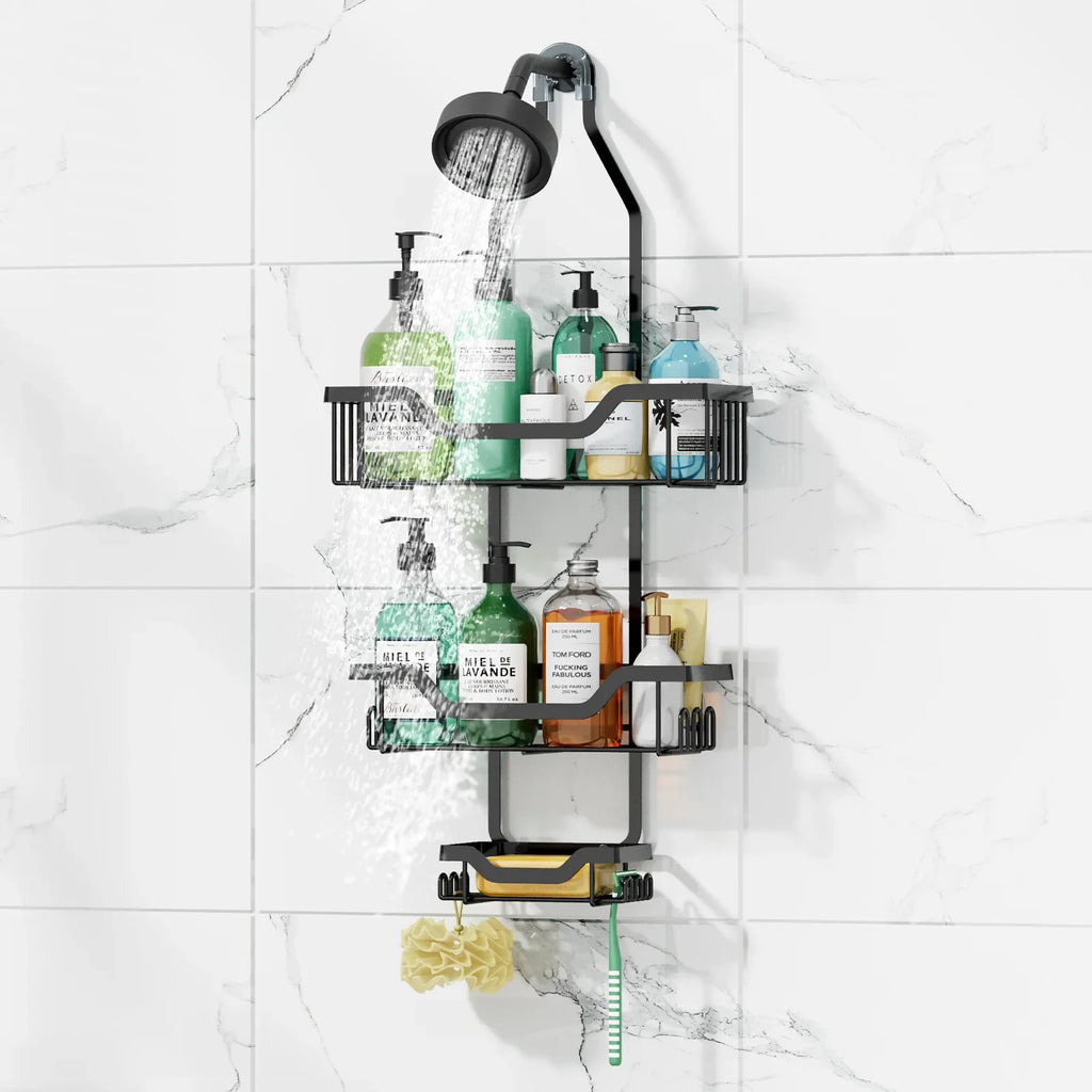 Wrought iron bathroom rack, rain head hanger, shampoo, shower gel rack, toilet storage. Oasis Select