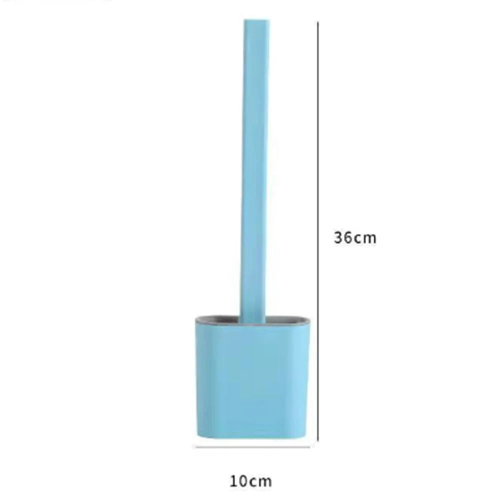 Silicone Toilet Brush & Holder Set – 360° Flexible Long Handle