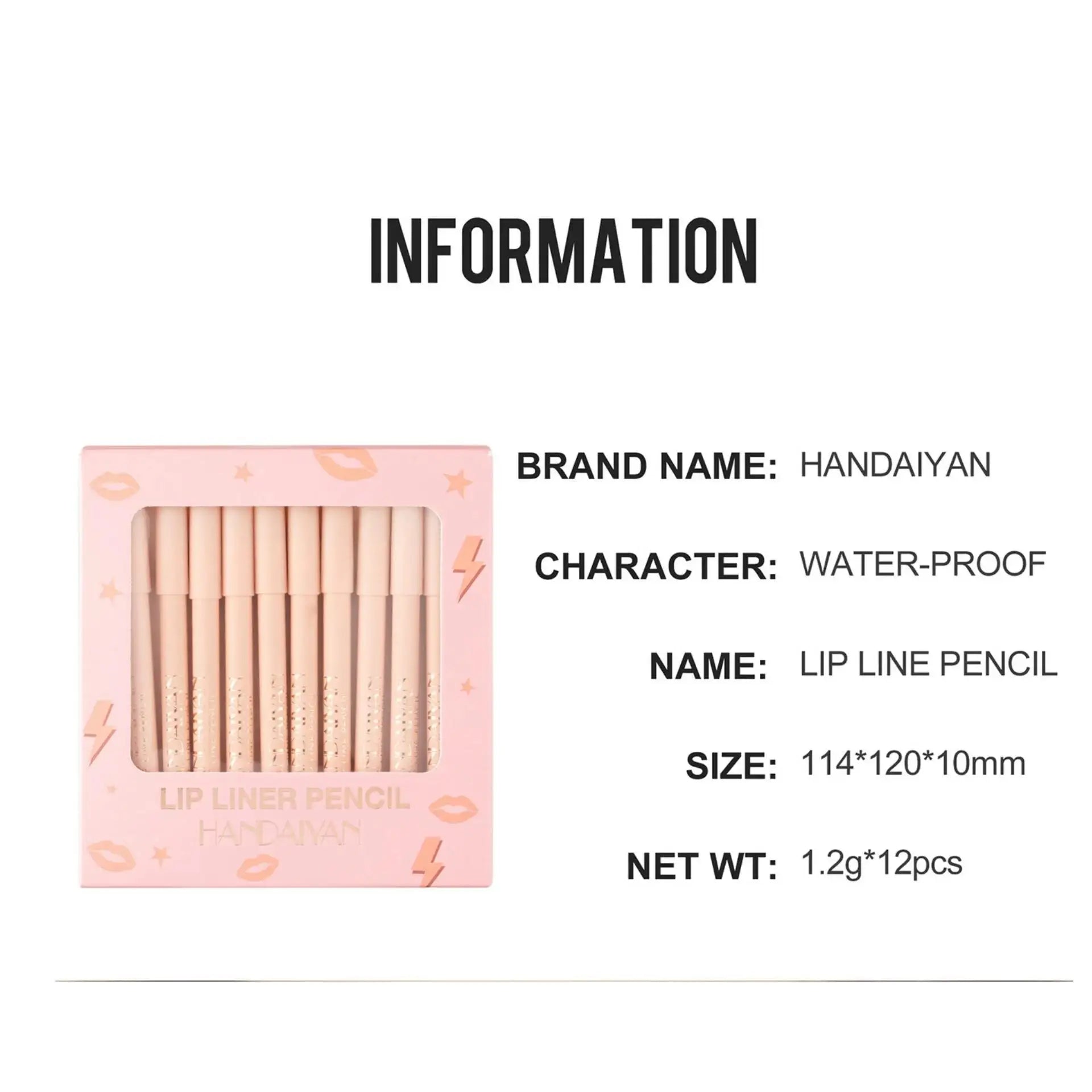 Handaiyan 12-Piece Waterproof Matte Lip Liner Set | Long-Lasting