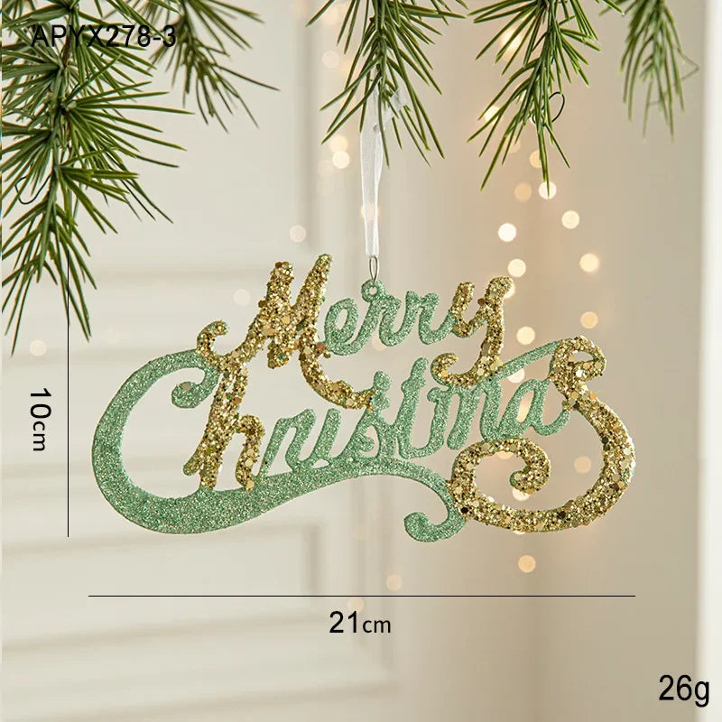 Christmas Painted Green Cone Balls Hanging Pendants Merry Christmas Tree Decoration for Home Xmas Ornament Gift Navidad Oasis Select alphabet