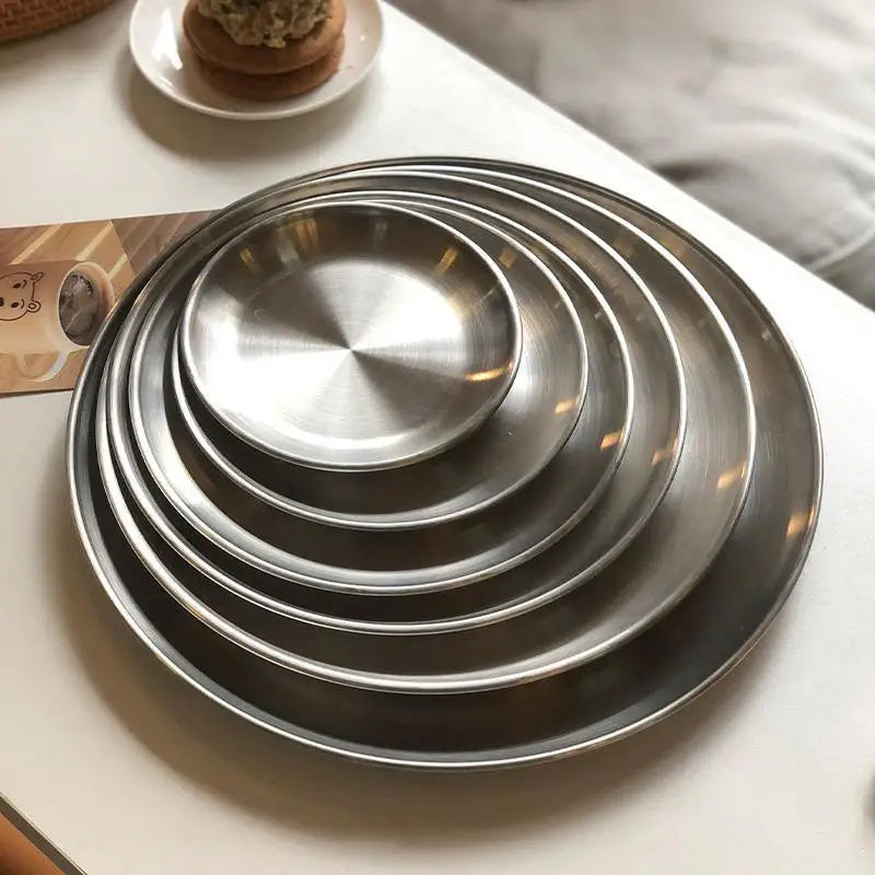 Stainless Steel Round Serving Tray | Rustproof, 6 Sizes