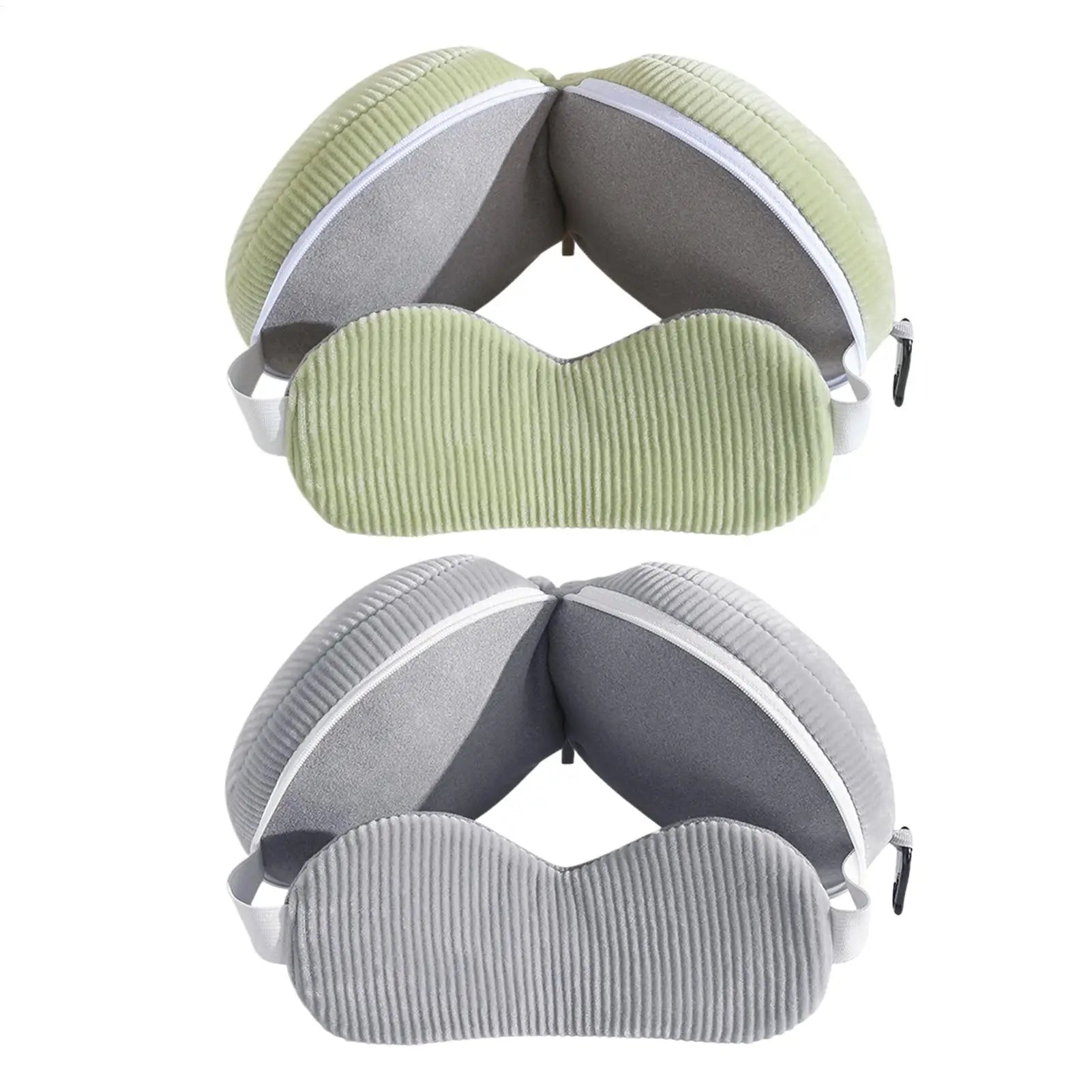 Travel Neck Pillow 2 in 1 Eye Mask Pillow Foldable Multifunctional Travel Pillow Light-blocking With Storage Hook Neck Pillows Oasis Select