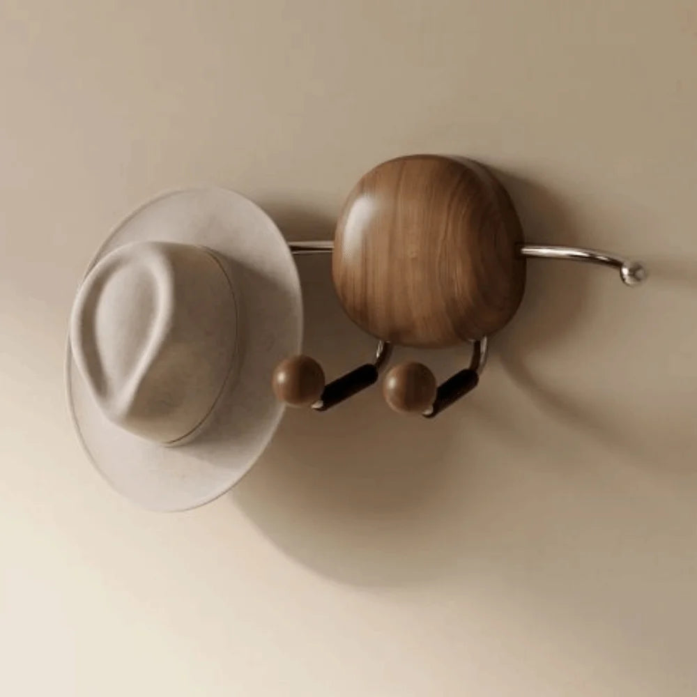 Traceless Wall Hook Rustic Wooden Suction Cup Hook Rack with 4 Stainless Steel Hooks Wall Mounted Organizer Hanger for Entryway Oasis Select