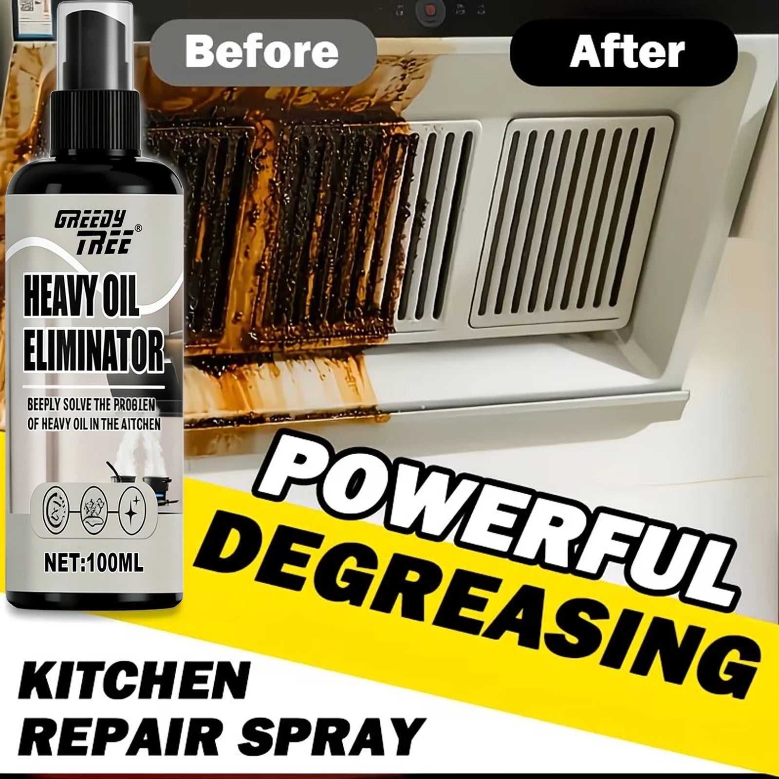 Heavy-Duty Kitchen Degreaser Spray 100ml + Free Sponge Kitchen Degreaser Spray Oasis Select