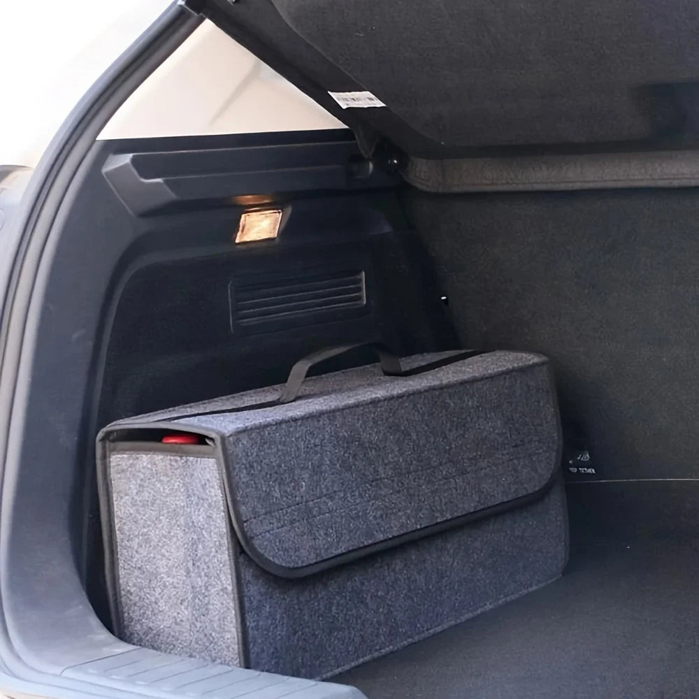 Felt Big Anti Slip Compartment Boot Storage Organizer Tool Car Storage Bag Car Trunk Organizer Soft Felt Storage Box Accessories Oasis Select GRAY