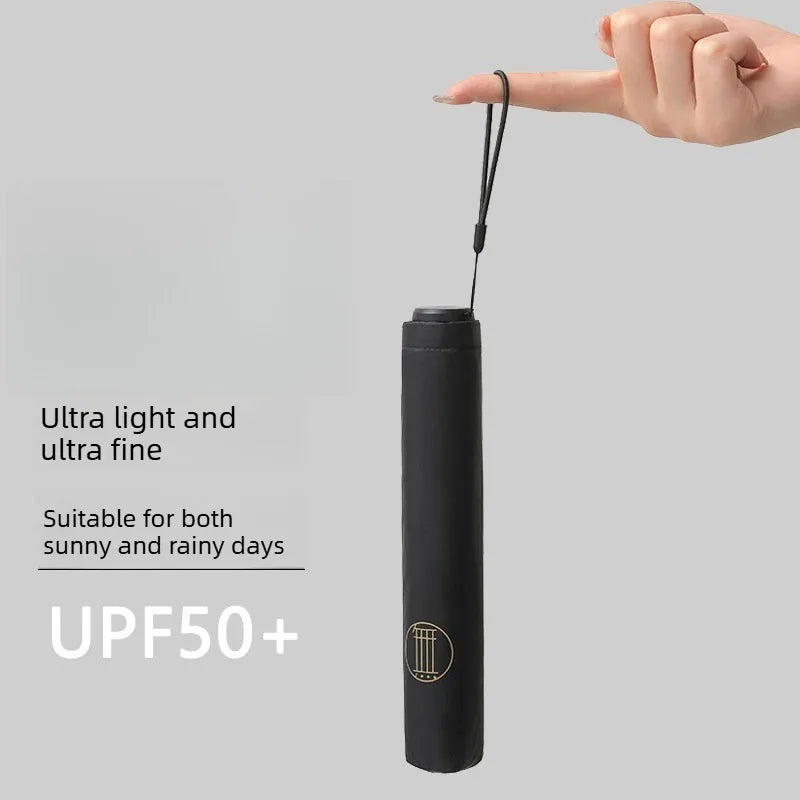 1pcs Ultra-Light Ultra-Fine Carbon Fiber Umbrella Black Sunscreen for Sun and Rain 3-Fold Compact and Portable Lead Umbrella Oasis Select
