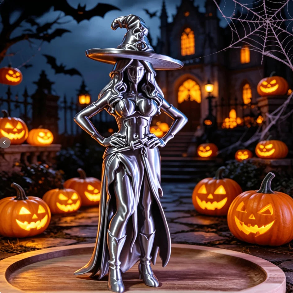 Fantasy Mini Witch Figurine 3D Printed Witch Statue Magical Ornament Halloween Tabletop Decor Witchcraft Home Desktop Decor Gift Oasis Select